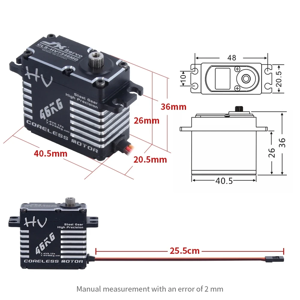 Serwo JX 23/32/46KG CLS-HV7346MG HV Precyzyjne serwo stalowe CNC Cyfrowe serwo bezrdzeniowe do samochodów RC Samolot Robot UAV