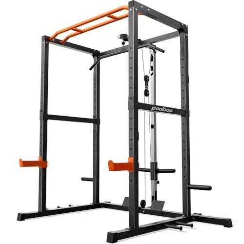 Power Cage Smith Machine with 2000LB Squat Rack Cable System