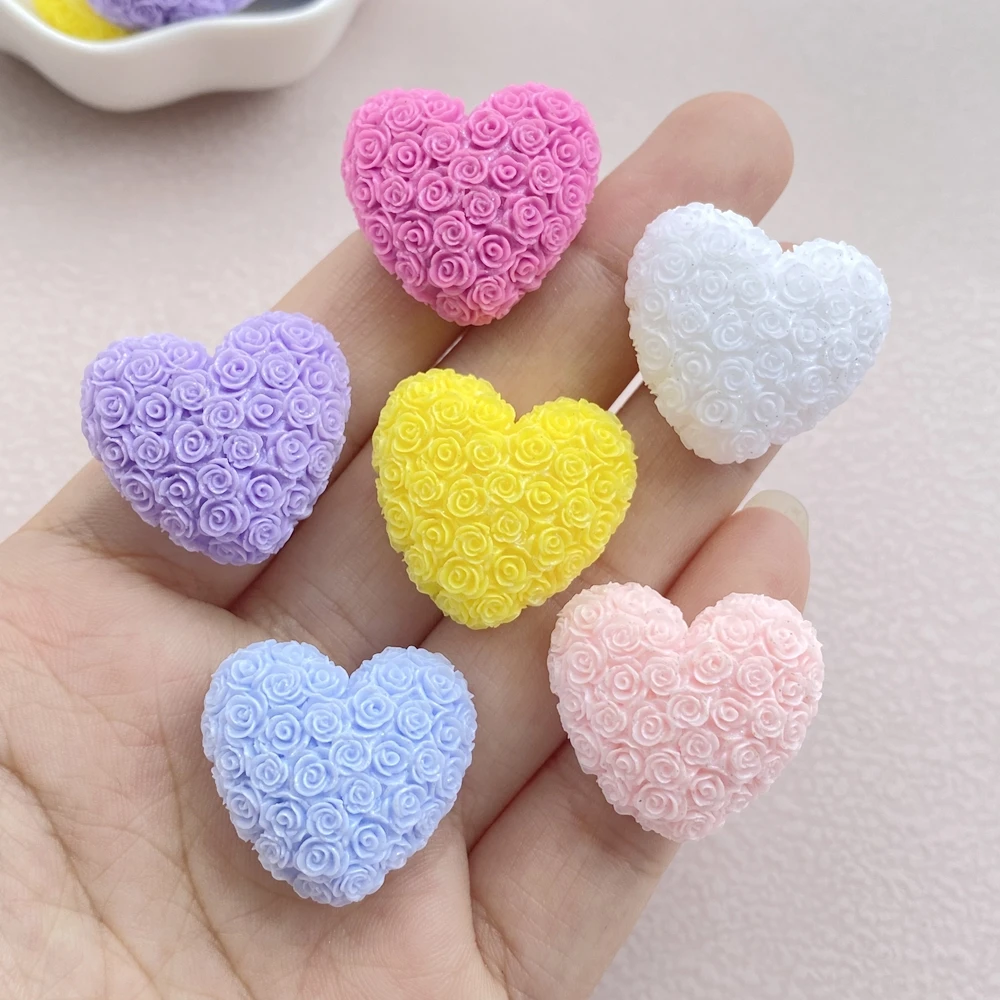 Resin Colorful Cartoon Rose love Flatback Stone 6PCS DIY Christmas Halloween Decor Figurines Scrapbook Accessories