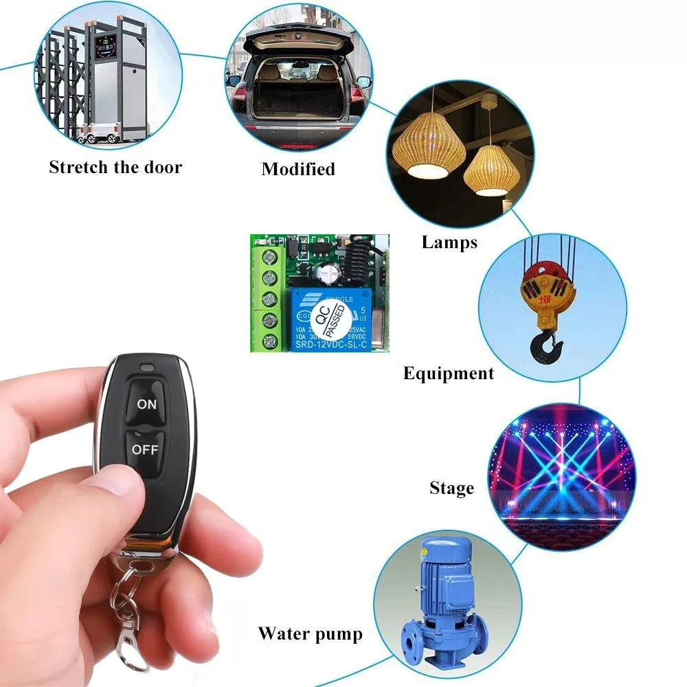 433MHz Wireless Remote Control Switch RF Relay DC 12V Relay Module Receiver ON OFF Remote Control For Led Lights Bulb DIY