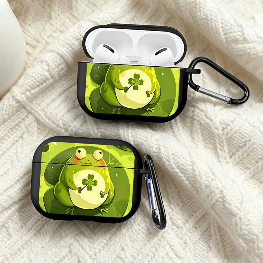 Earphone Cases Cover Case For Airpods 3 4 2 Pro Pro3 Pro2 1 Green Frog Pattern