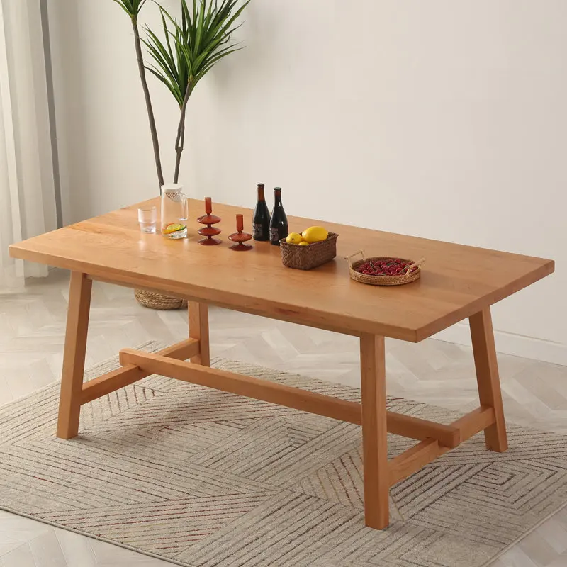 

Nordic solid wood dining table rectangular home living room dining table simple desk log worktable conference table