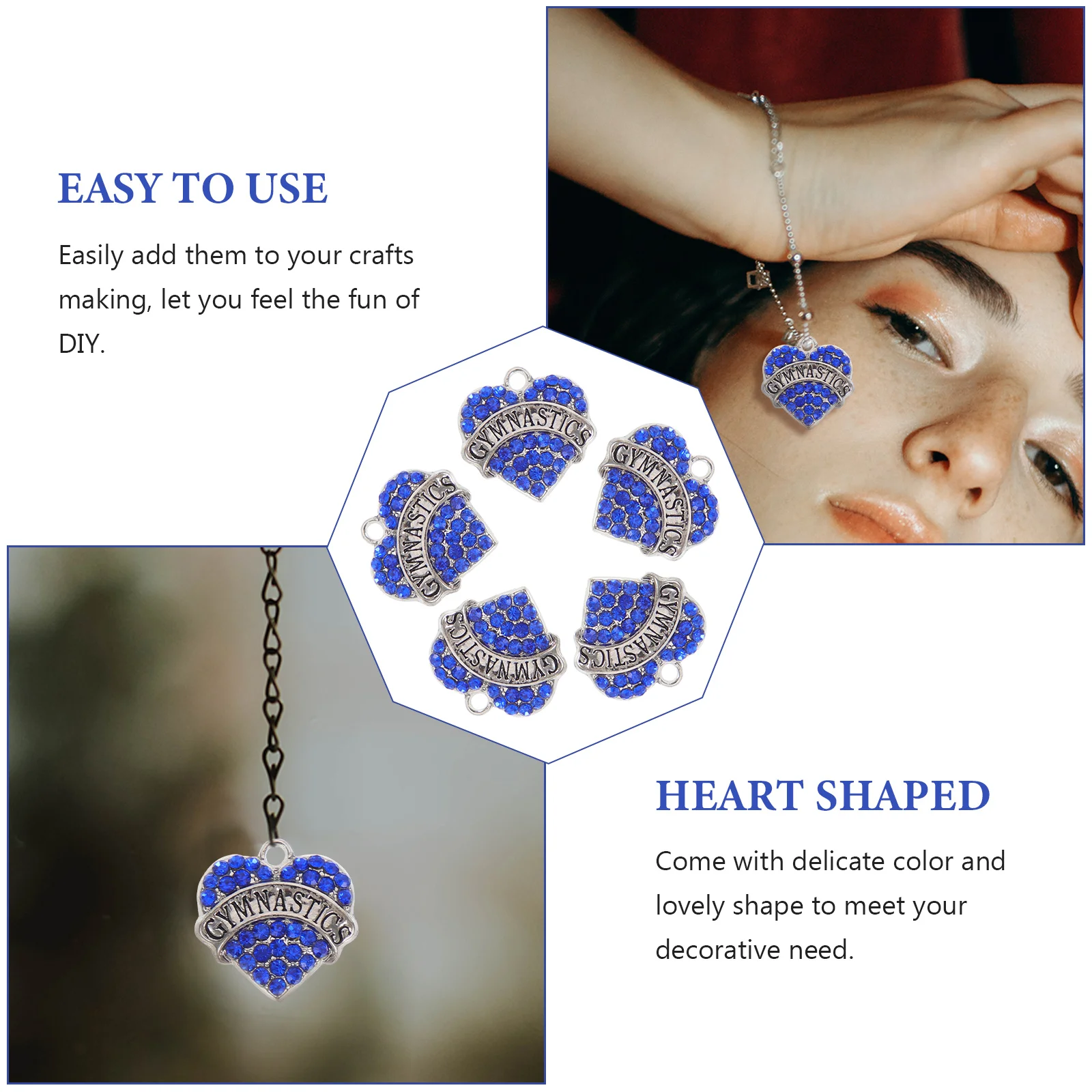 

5 Pcs Gymnastics Sports Accessories Rhinestone Pendant Bracelet Jewelry Decor Girl Chain Necklace Rhinestones