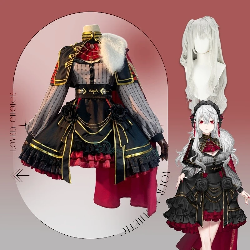 Виртуальный ютубер Kuzuha Sanya, карнавальный костюм, парик Vtuber, женское готическое платье Лолиты, плащ для Хэллоуина, карнавальный костюм Виртуальный ютубер Kuzuha Sanya, карнавальный костюм, парик Vtuber, женское готическое платье Лолиты, плащ для Хэллоуина, карнавальный костюм