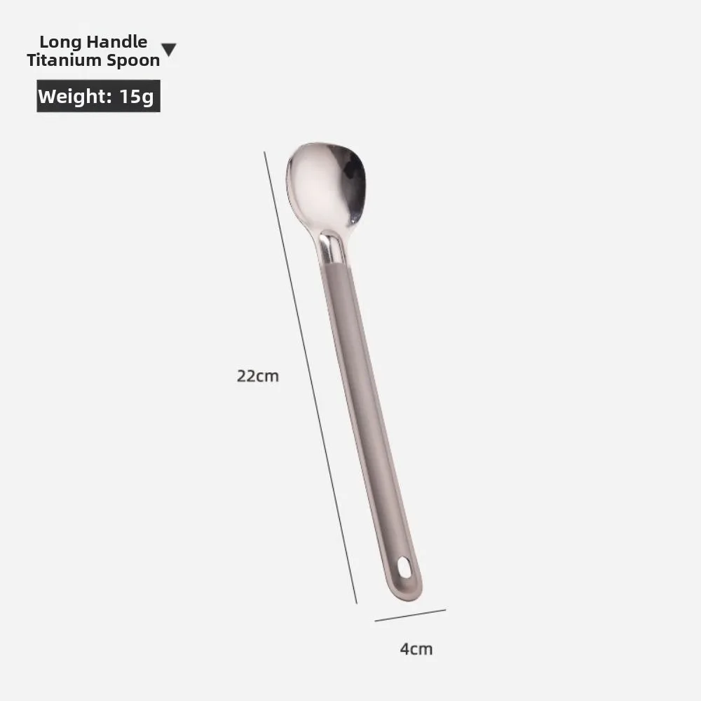 Portable Camping Titanium Chopsticks Long Handle Light Weight Coffee Stir Dessert Spoon Anti Scalding Anti-slip
