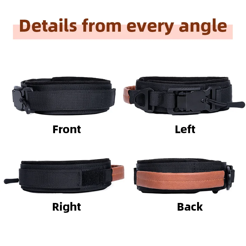Dog Collar 2 Pcs Adjustable Tactical Military PU Handle Durable Pet Collar Medium Large Dog German Shepherd Training Accessories