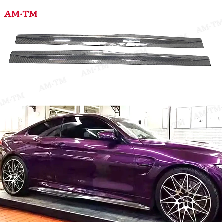 Carbon Fiber Side Skirts Splitters Flaps Apron For BMW F82 F83 M4 Coupe Convertible 2014 - 2Upgrade Body kit Car Accessories