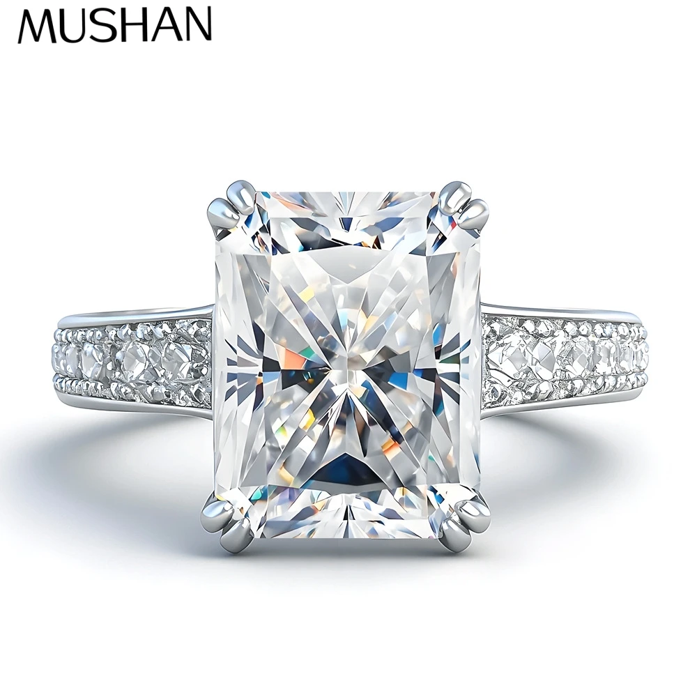 

Mushan Luxury Jewelry A 4carat 8x10mm Cut Dcolor Moissanite S925 Sterling Silver Ring For Women