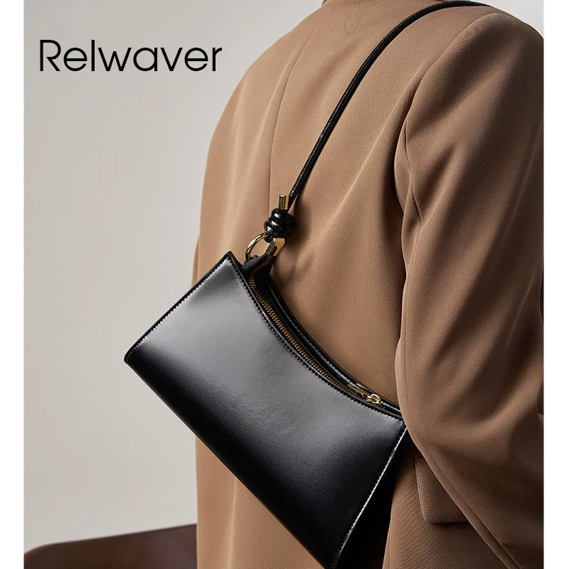 

Relwaver women messenger bags cowhide split leather crossbody bag 2024 winter in trend women shoulder bag chic hobos mini bag