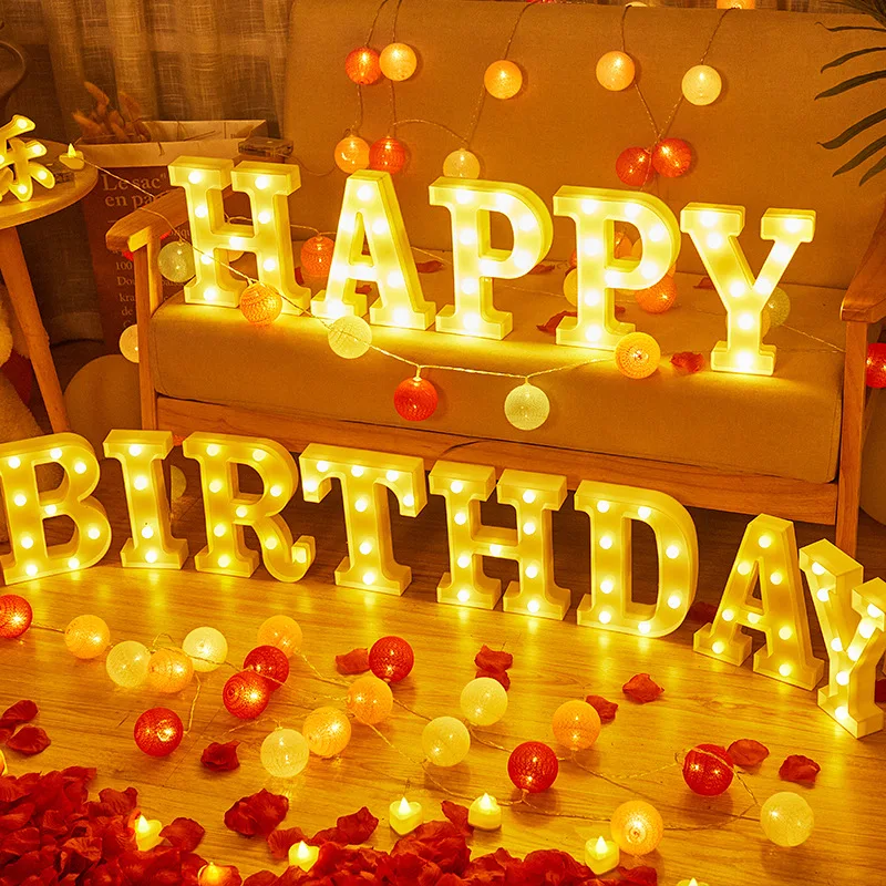 16 / 22CM 26 English Letters DIY Combination Luminous  LED Lamp Wedding Birthday Confession Proposal Decoration Letter Lamp