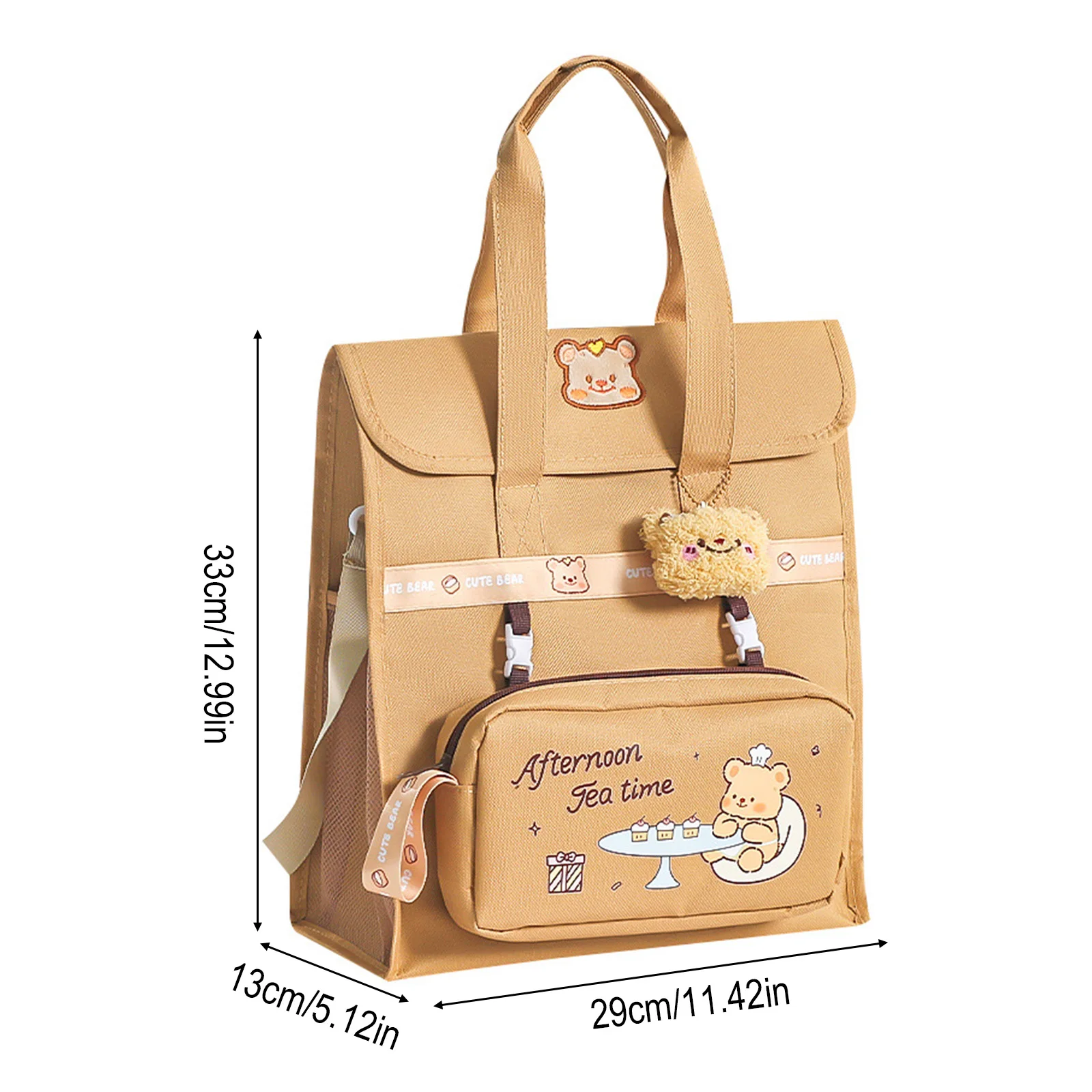 حقيبة ظهر لطيفة على شكل دب مع حزام قابل للفصل، متعددة الوظائف، سعة كبيرة، حقيبة طالب، منظم اللوازم المدرسية للأطفال والمراهقين