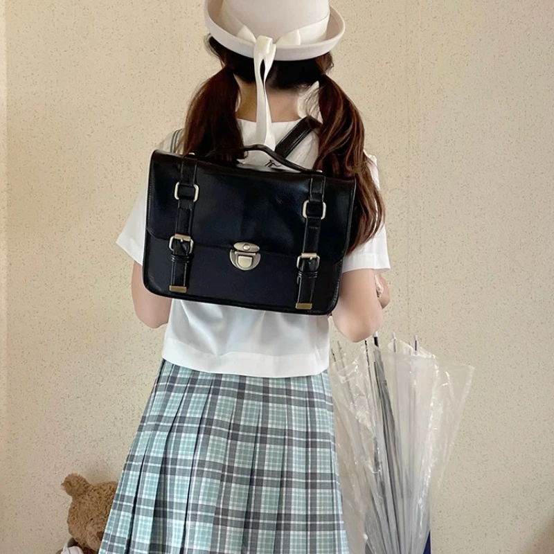 Japanese Vintage Solid Preppy Backpacks Girls Casual Students All Match Simple Shoulder Bags Women Trendy Y2k Fashion Handbags