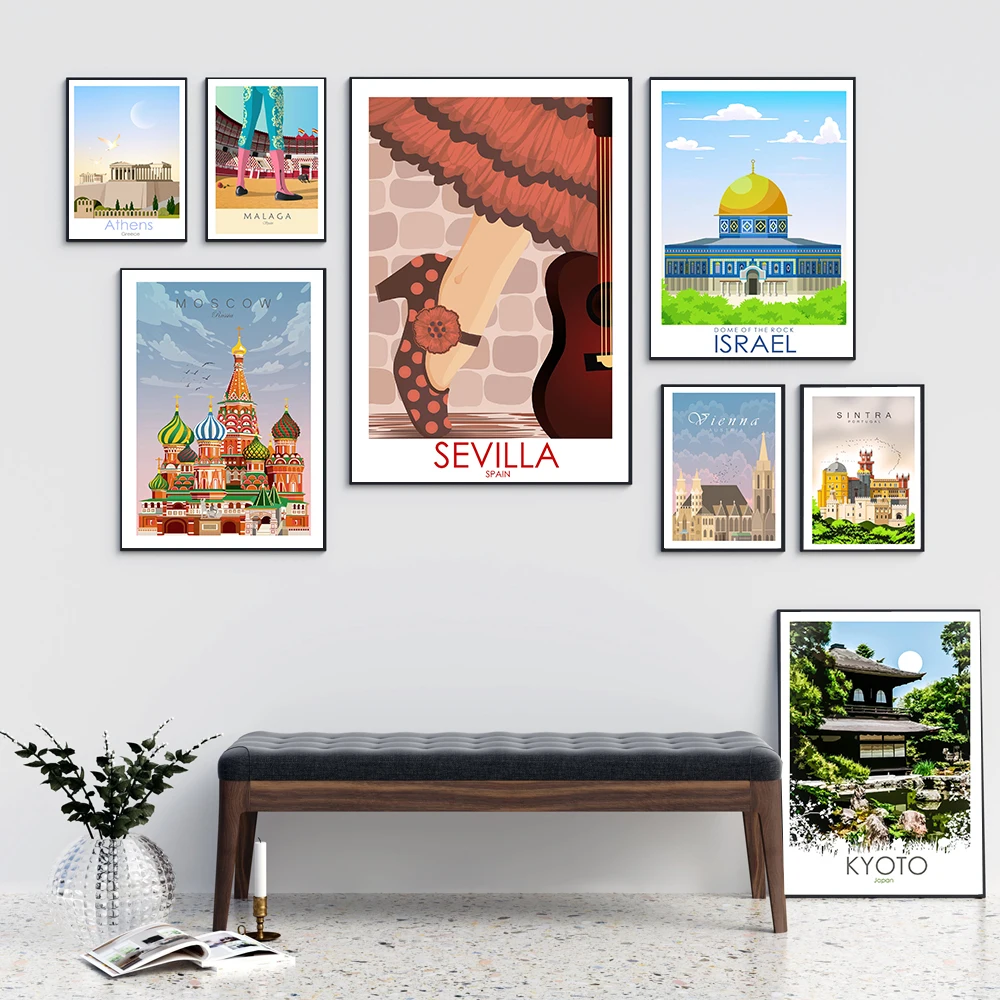 Kyoto Japan Landscape Poster Romania Greece City Travel Canvas Painting Modern Wall Art Modular Print Pictures Aisle Home Decor