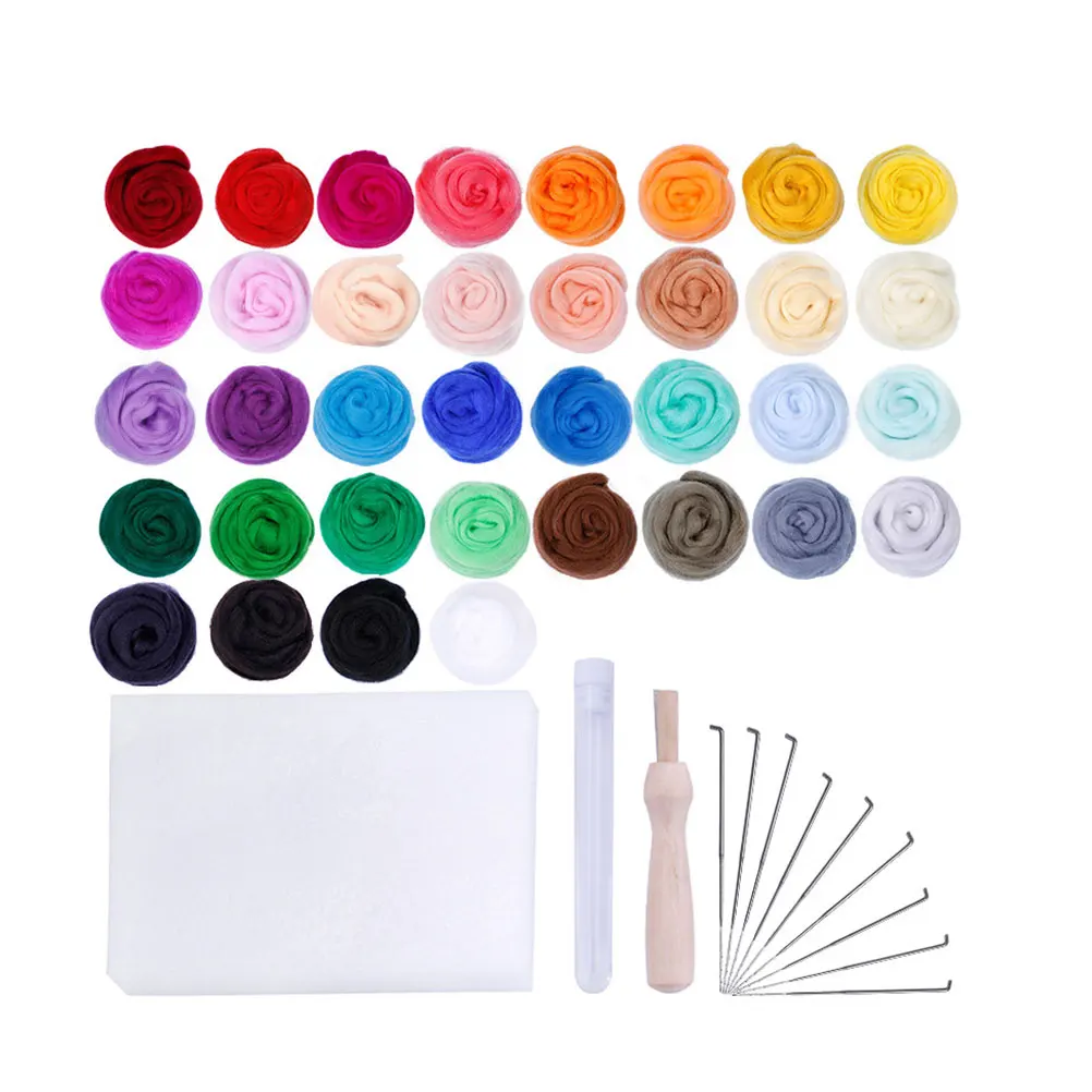 

48 Pcs Wool Felt Kit Crafts Accessories Handmade Parts Rose Component Toys Flower Durable Safe Creative Decorative