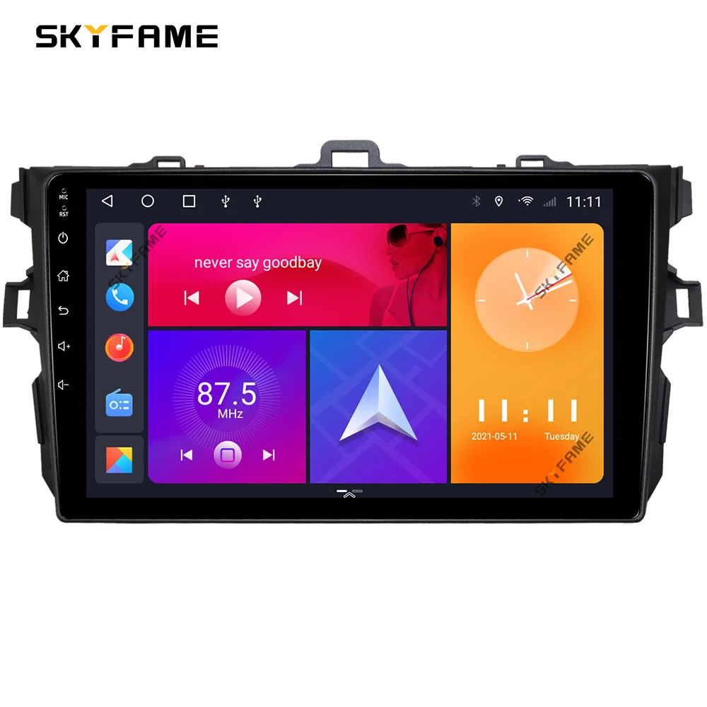 SKYFAME-Adaptador de Fascia para marco de coche, Kit de Panel de montaje para tablero de Radio Android para Toyota Corolla