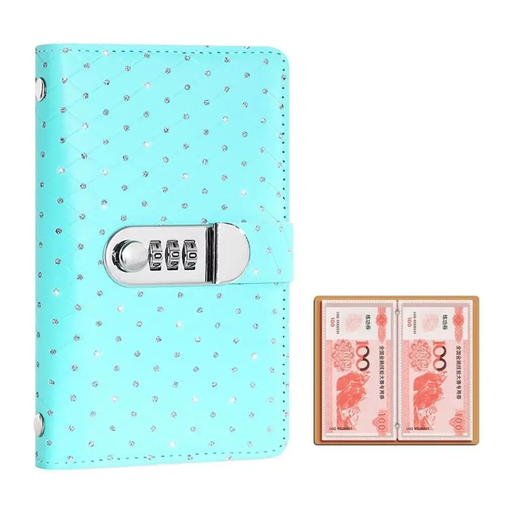 Password Lock Cash Budget Planner Pockets Transparent Compartment Large Capacity Saving Money Organizer Portable Shiny Surface