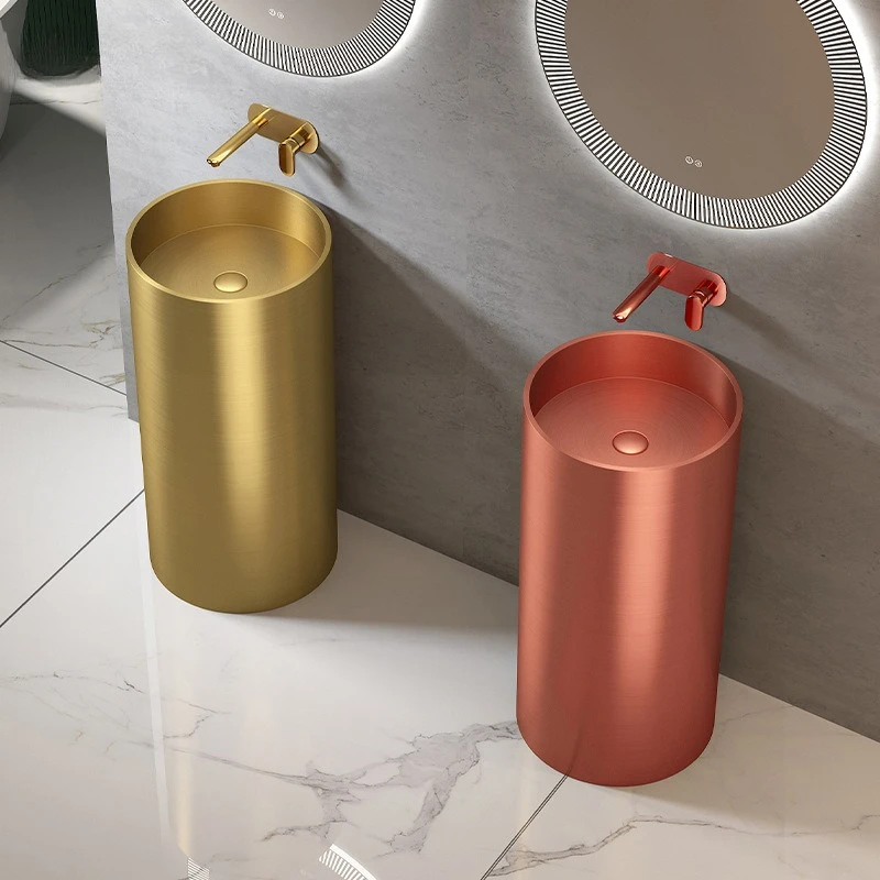 Bathroom Wash Basin Ceramic European Golden Finish for Hotel for Commercial Smooth Sliding, Ceramic Vanity Sink