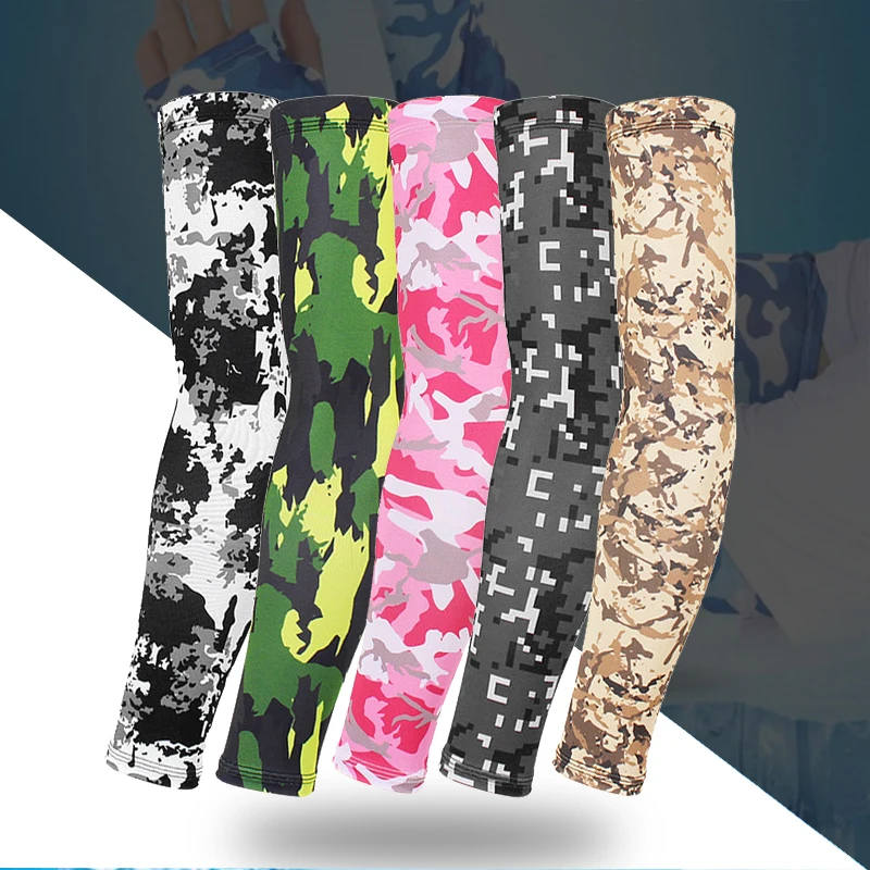 UV Protection Cycling Arm Warmers Running Sports Arm Sleeves Sunscreen Camouflage Fishing Camping Hiking Arm Covers Custom Logo