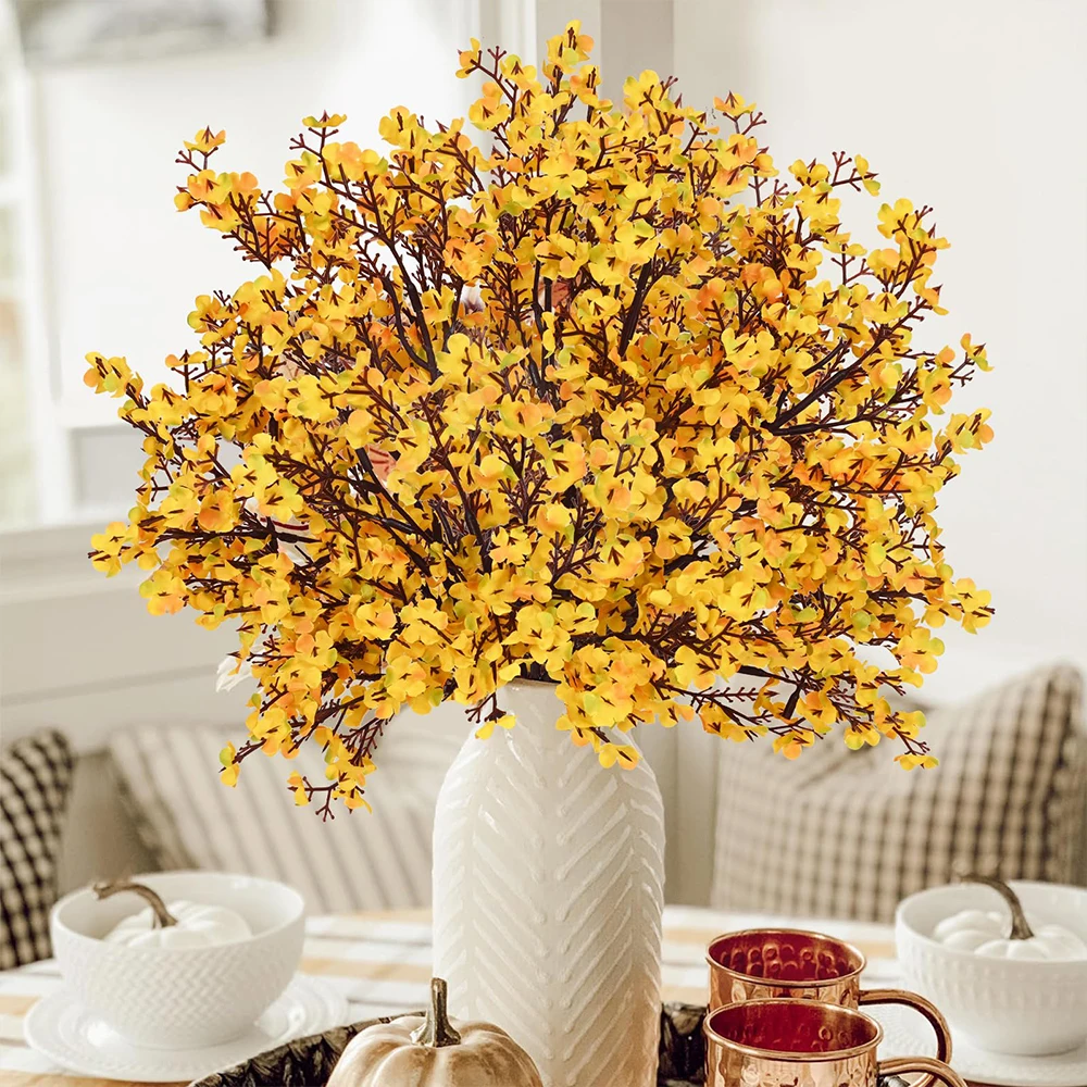 5 Stücke Künstliche Blumen Herbst Babys Atem Gefälschte Pflanzen Hause Hochzeit Herzstück Tisch Thanksgiving Party Herbst Raumdekorationen – Detail 2