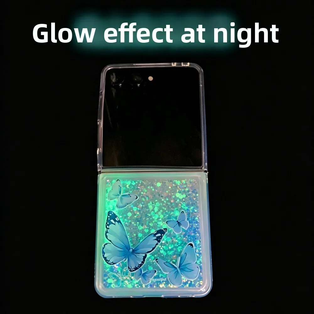 Luxury Quicksand Bling Glitter Glowing in The Dark Case for Samsung Galaxy Z Flip8 Z Flip7 Zflip6 ZFlip5 4 3 Shockproof Cover