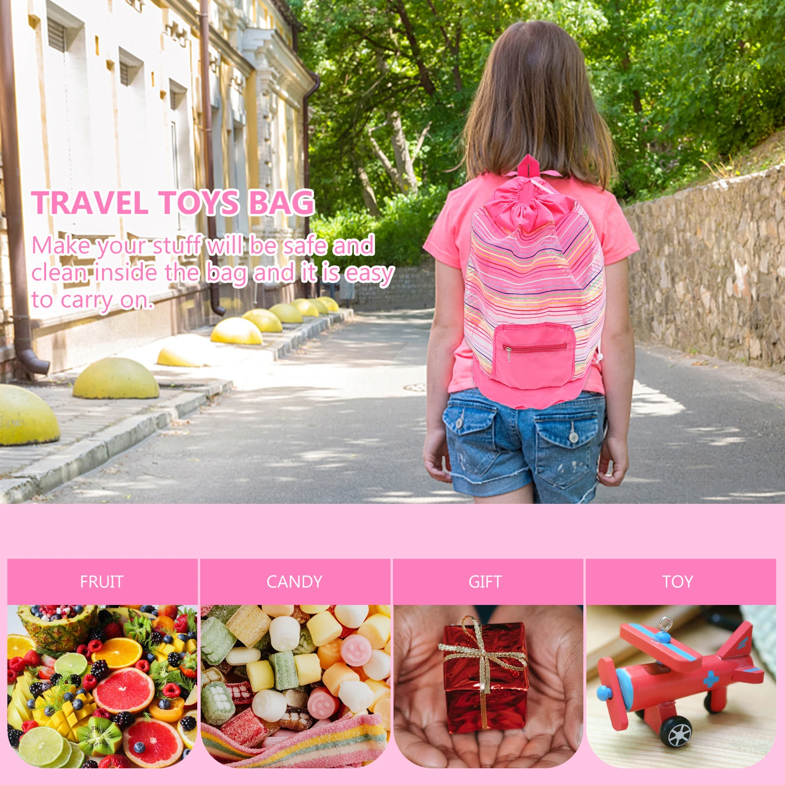 

2 Pcs Beach for Kids Bag Backpack Bags Toy Seashell Storage Pouch Rosy Mesh with Oxford Cloth