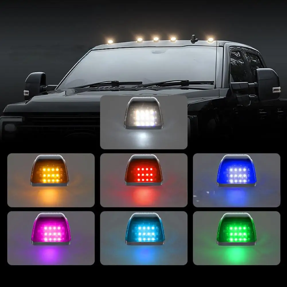 

5PCS Solar Powered Cab Lights no Drill Black Marker Light Wireless Vibration Sensor Truck Cab Roof Lights For Car V7E3