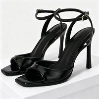 Elegant Ankle Strap High Heels Ladies Square Toe Fashion Party Dress Shoes Office Hollow Sexy Designer Brand Sandals Women Pumps