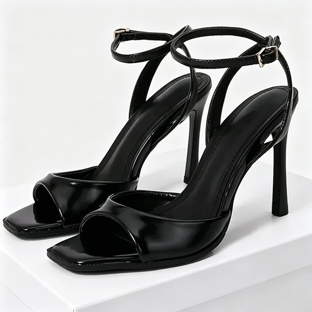 Elegant Ankle Strap High Heels Ladies Square Toe Fashion Party Dress Shoes Office Hollow Sexy Designer Brand Sandals Women Pumps