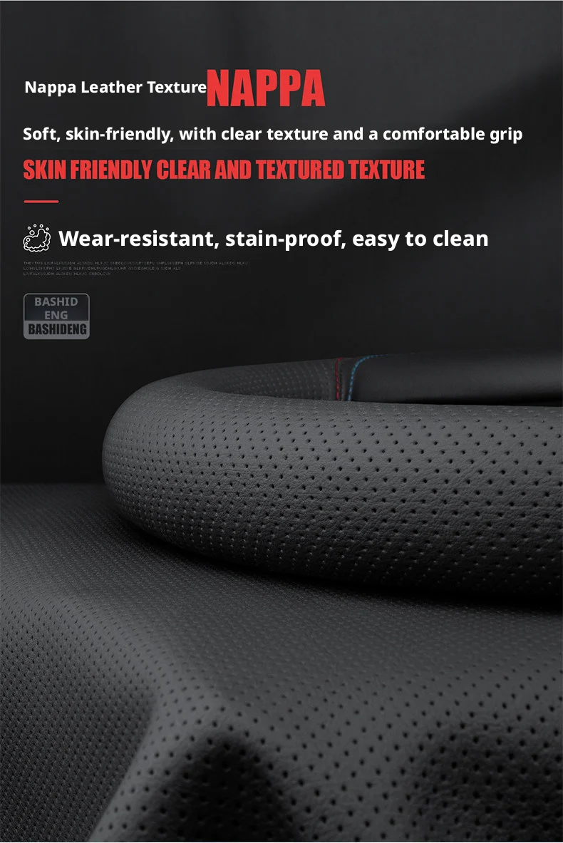 Genuine Leather Car Steering Wheel Cover for Geely Geometry C Monjaro Coolray Tugella GX3 Atlas Emgrand EC7 GC6 GC9 CK EC8 view 6