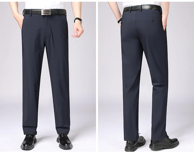 Sommer Herren Elastische Gerade Hosen Frühling Herbst Business Casual Lange Anzughosen Herren Formelle Hosen Einfarbige Anzughosen – Detail 14