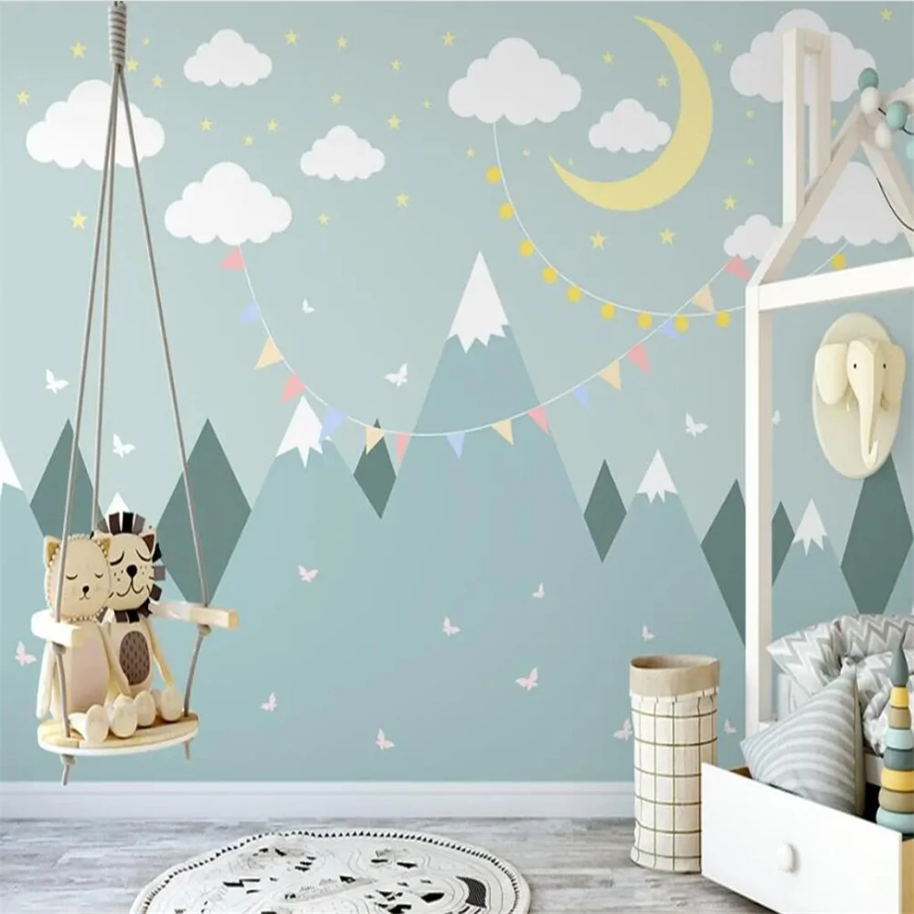 Custom Starry Valley Cartoon Wallpaper Art Mural for Children's Room Living Room Bedroom Home Decor Wall Papers