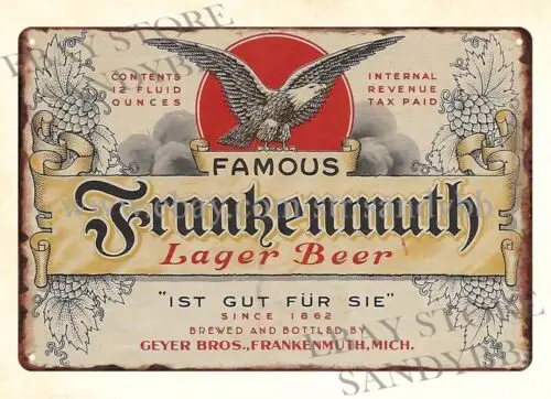 1930s GEYER BROS FRANKENMUTH BEER IRTP metal tin sign contemporary art