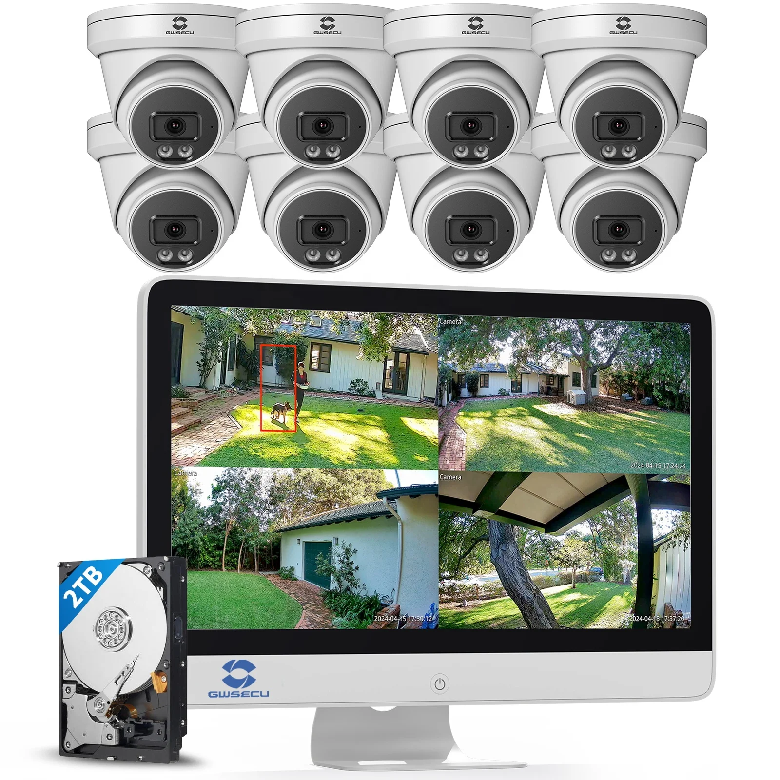 

8 Channel 8Mp PoE LCD Combo NVR 4K Turret Built-in Mic Dome IP Security Night Vision CCTV Surveillance Camera System