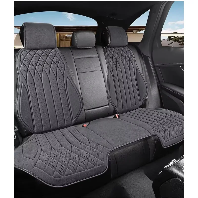 Universal Car Seat Covers,Soft Suede Fabric in Elegant Diamond Pattern,Breathable Car Seat Cushions for All Seasons,Full Set