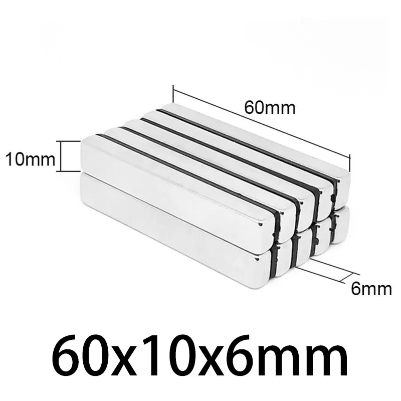 

2/5/10/15PCS 60x10x6mm Strong Block Neodymium Magnet Rare Earth Powerful Permanent Fridge NdFeb Magnets 60mm x 10mm x 6mm