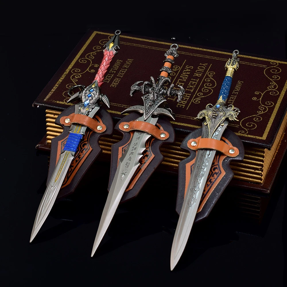 Warcraft 22cm/8.6in Frostmourne Toy Weapons Medieval Sword for Cosplay Lionheart Real Steel Swords Collectibles Teen Boy Gift