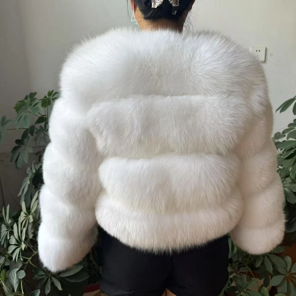 WEFURLENA Silver Fox Fur Coat Winter Jacket Women Natural Raccoon Fur Coat Street Warm Long Sleeve Natural Luxury Jackets