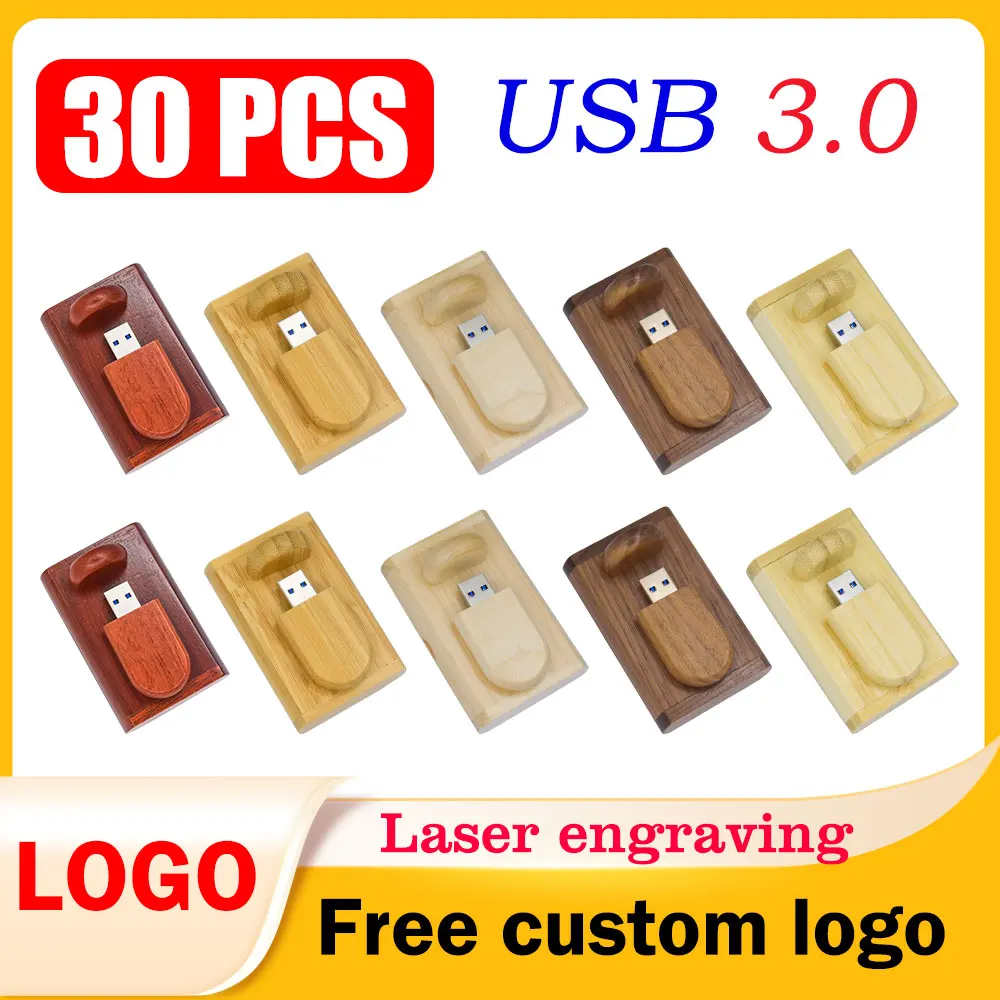 

30pcs/lot fashion Bamboo Wood and Redwood wood pen drive card model 3.0 usb flash drive 4GB 8GB 16GB 32GB 64GB free custom logo