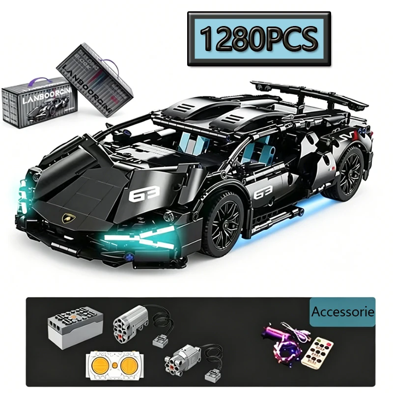 

MOC 1280PCS Black Samurai Programming Remote Control Sports Car Model Racing DIY Building Blocks Children's Puzzle Toy Gift