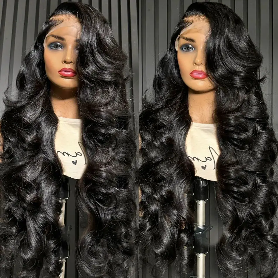 Ketebalan 150% 13x4 HD wig transparan gelombang tubuh renda depan rambut manusia Brasil telah ditanami wig Frontal renda 13x4 HD untuk wanita