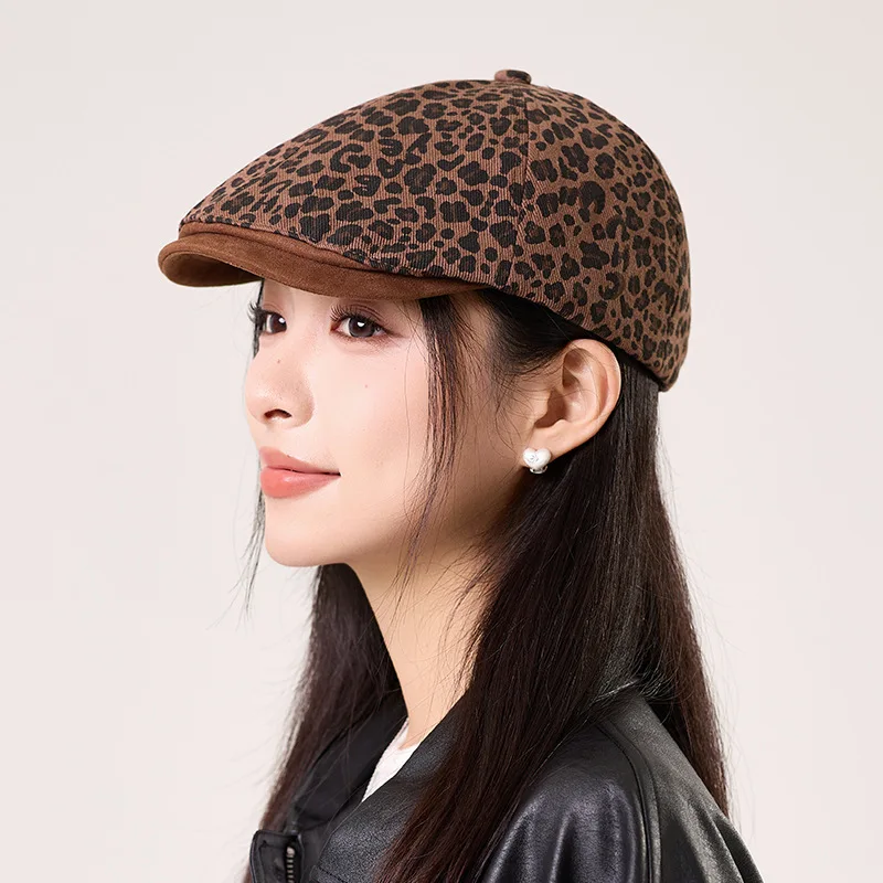 

Hugger Toque шляпа с черепом и леопардовым принтом в стиле ретро, женская дышащая кепка с большой головой, модный универсальный берет Berretto 2M891