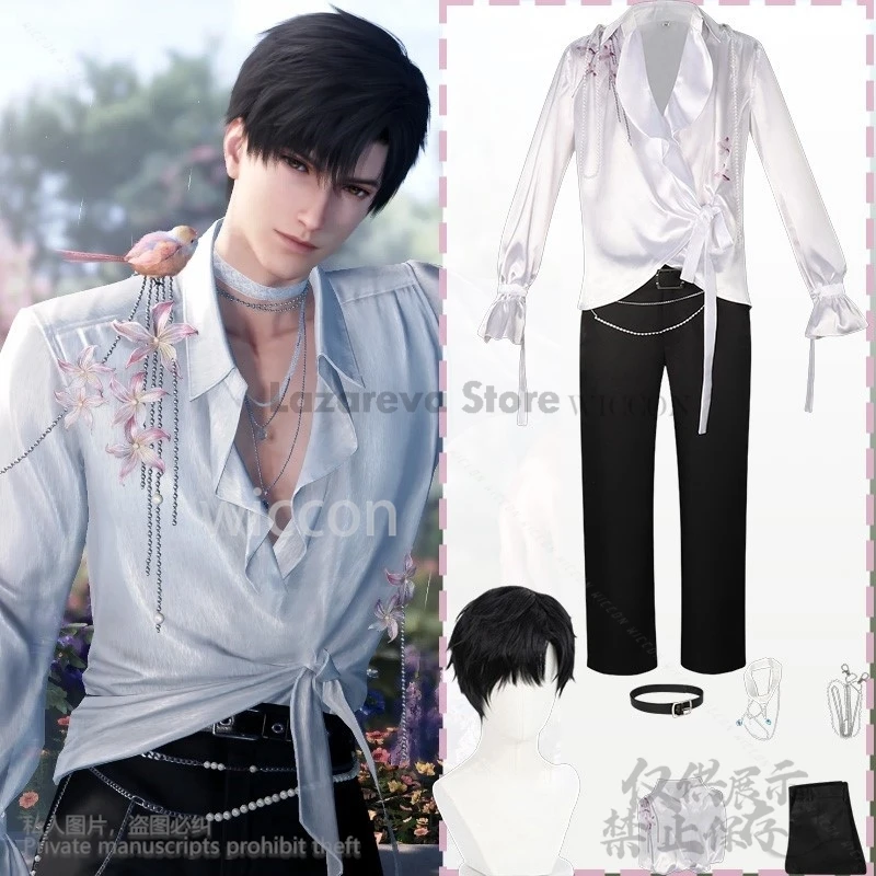 

Game Love And Deepspace Cosplay Zayne Lishen Costume Spring And Flower Necklace Pants Elegant French Flower Shirt Wig Customized