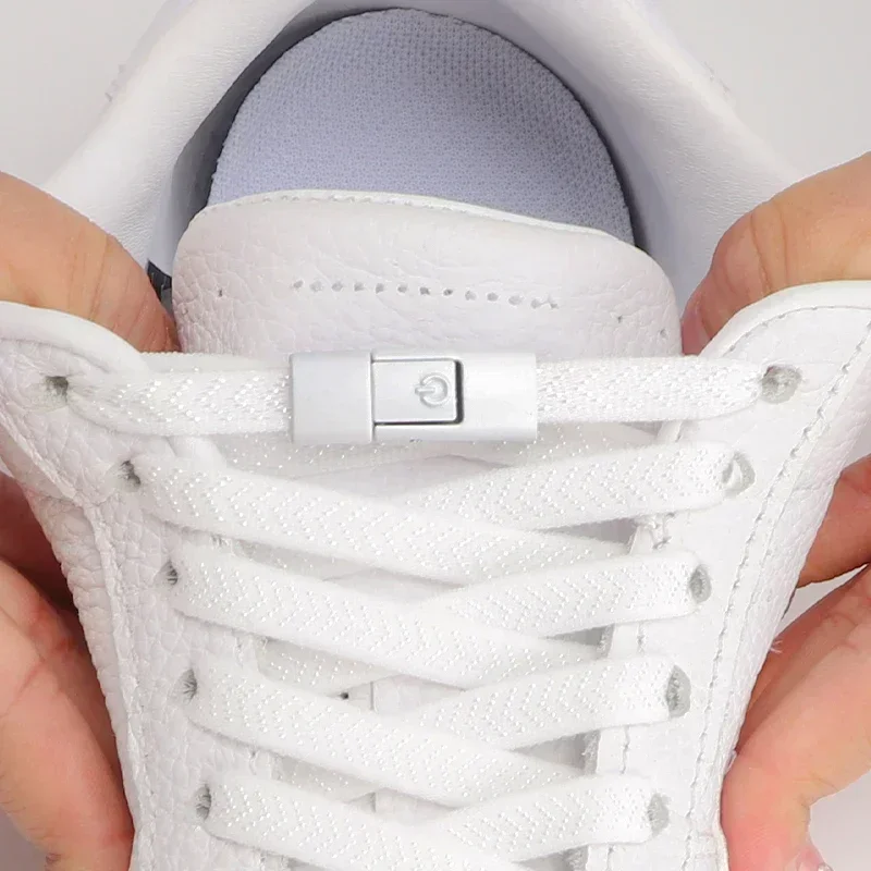 1 Paar bunte, elastische, flache Schnürsenkel ohne Binden mit Metallverschluss für Sneaker – langlebiges Schnürsenkel-Zubehör