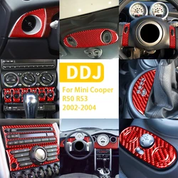 For Mini Cooper R50 R53 2002 2003 2004 Accessories Car Red Carbon Fiber Interior Sticker All Parts Protective Trim Stickers