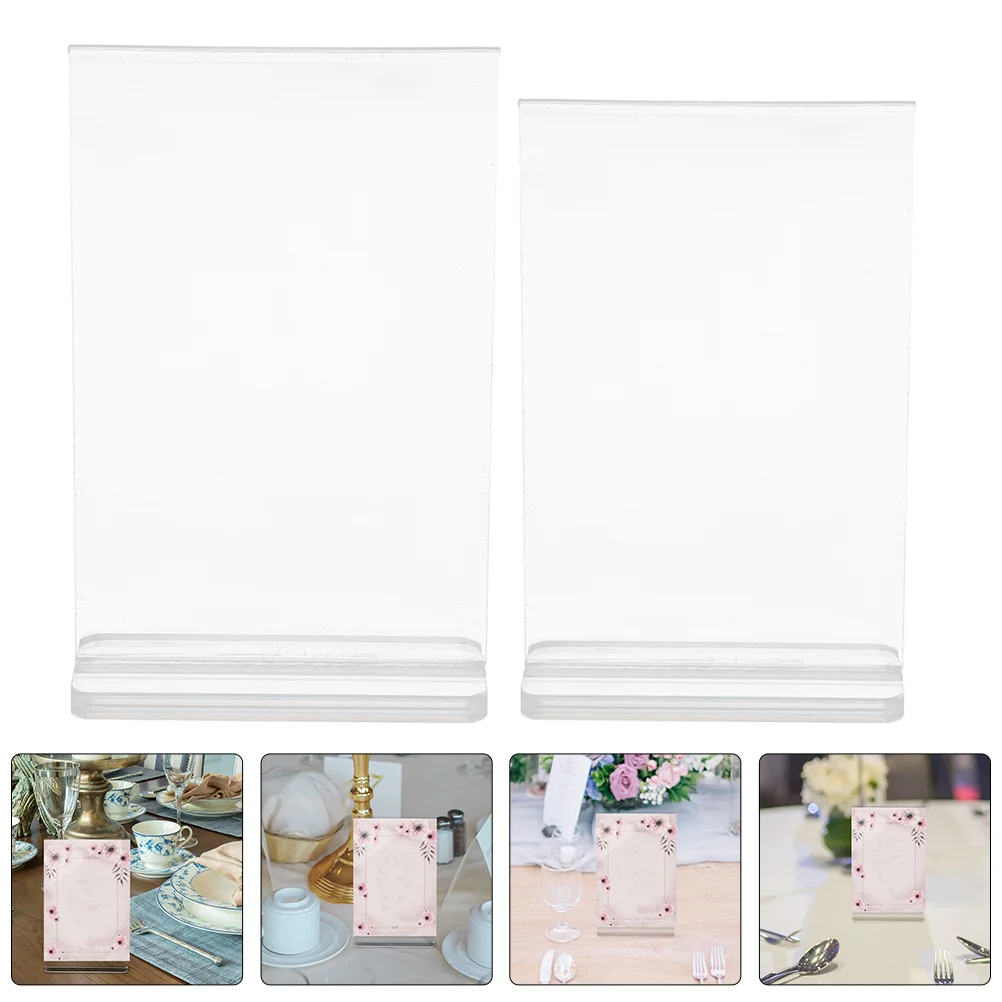 

2pcs Acrylic Sign Holder A6 Size Tabletop Display Stand For Menu Document Brochure Clear Desk Accessories Smooth Edges