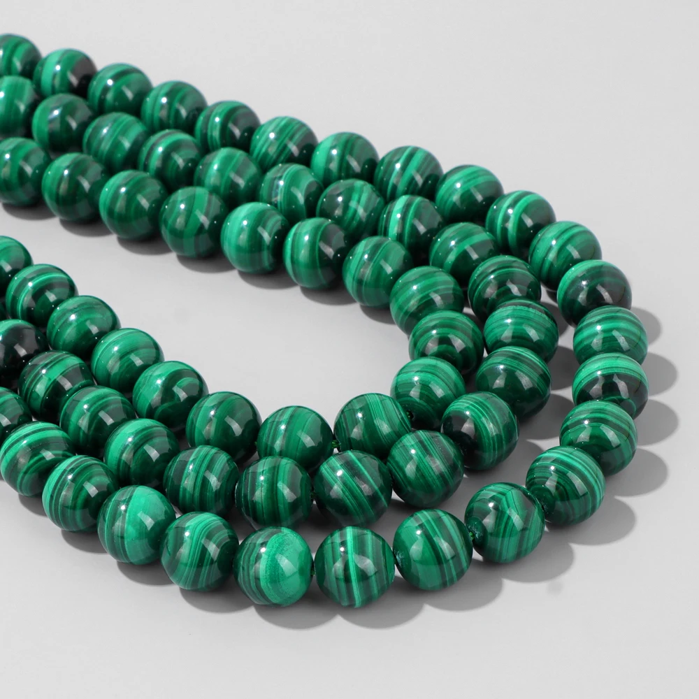 Natural Green Malachite Stone 4 6 8 10 12MM Round Loose Spacer Beads for Jewelry Making DIY Bracelet Necklace Accessries