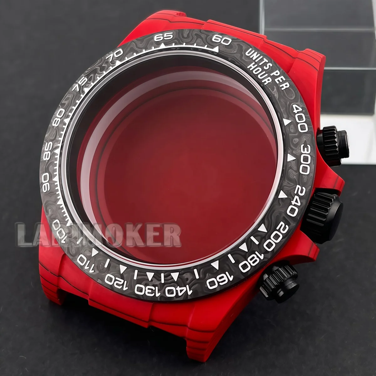 38mm Carbon Fiber Watch Case for Multi-Function Chronograph, Sapphire Glass Solid Case Back Compatible with VK63 Quartz Movement