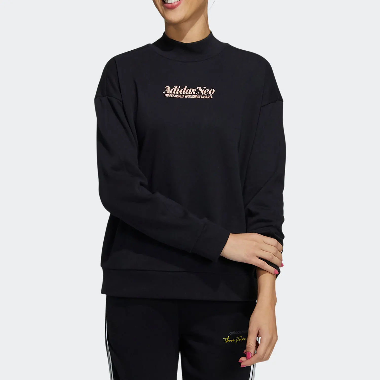 

Adidas genuine Neo Women's Knit Round Neck Long Sleeve Pullover Sweatshirt H16302