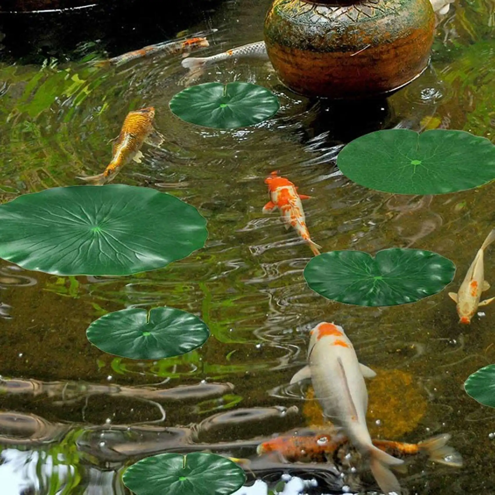 HLZS-20 Pieces 5 Kinds Artificial Floating Foam Lotus Leaves Lily Pads Artificial Foliage Pond Decor For Pool Aquarium Decor