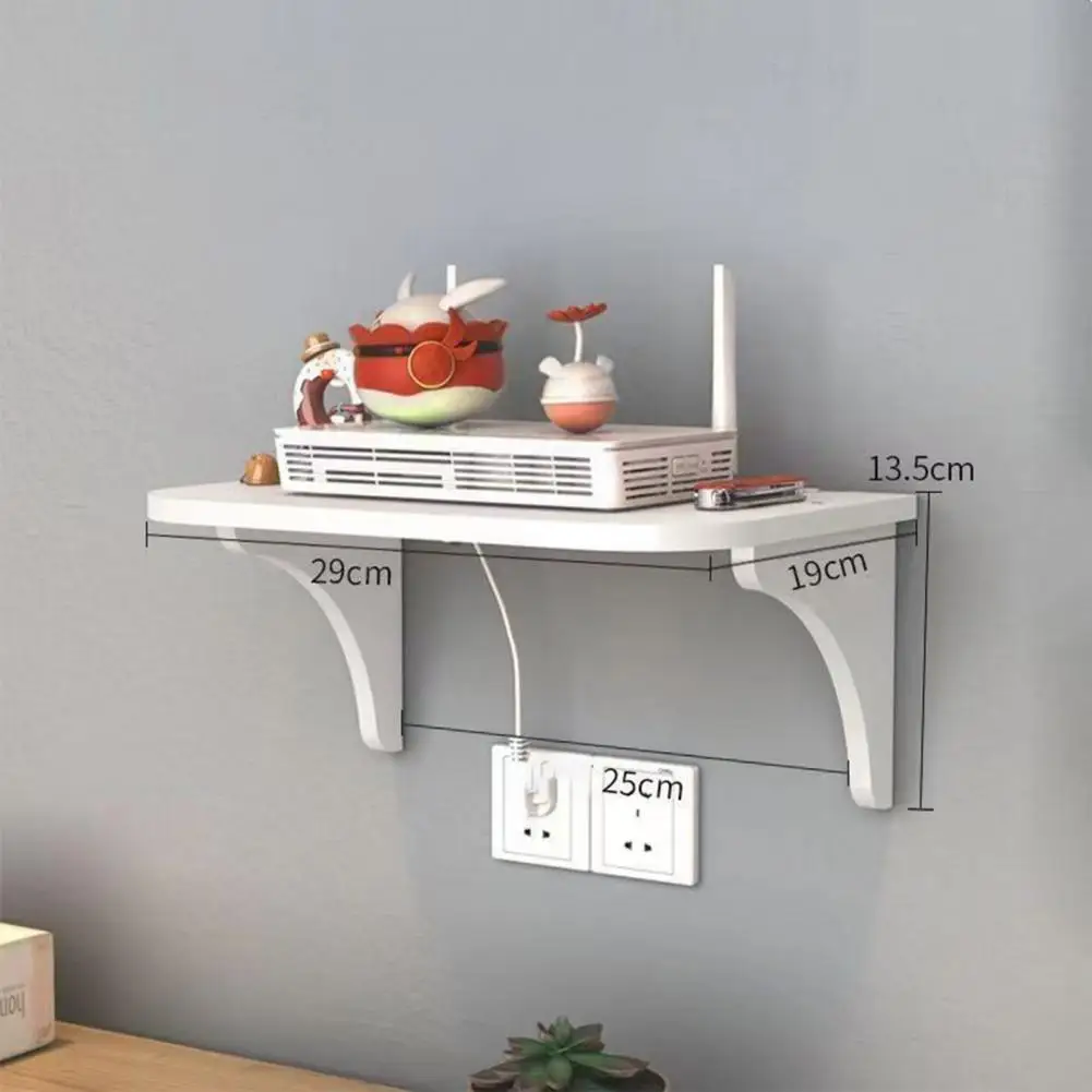 Wall Hanging Shelf Router Power Strip Organizer Double-Layer Strong Load-bearing Easy Install Floating Rack Wall Mount Holder